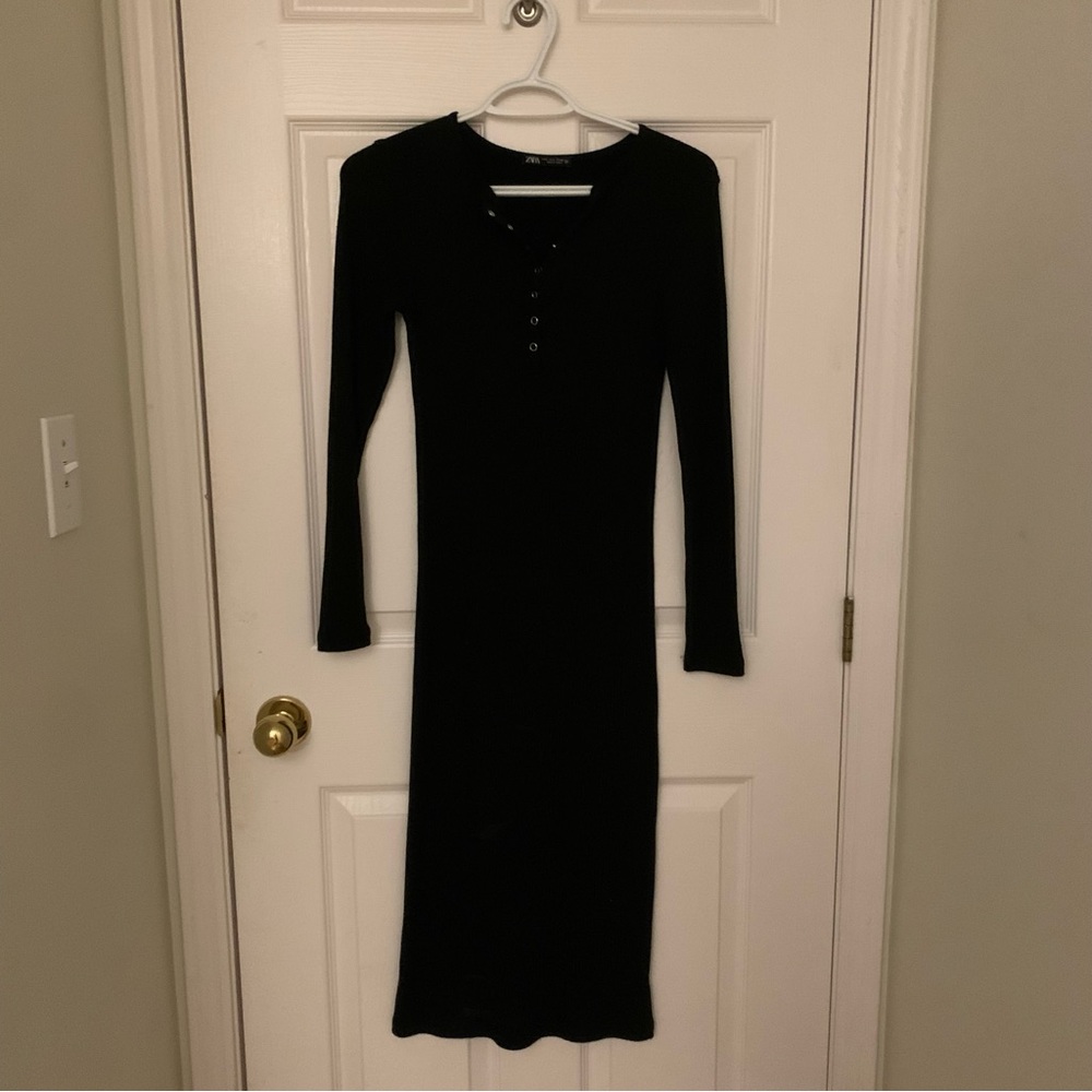 Zara long sleeve black dress